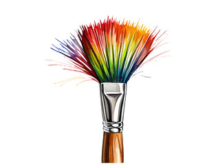 A paintbrush with a colorful rainbow brush inside