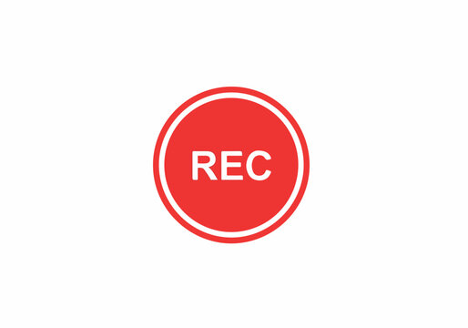 Bright red 'REC' button indicating active recording for video production or live streaming, symbolizing a multimedia broadcast in progress