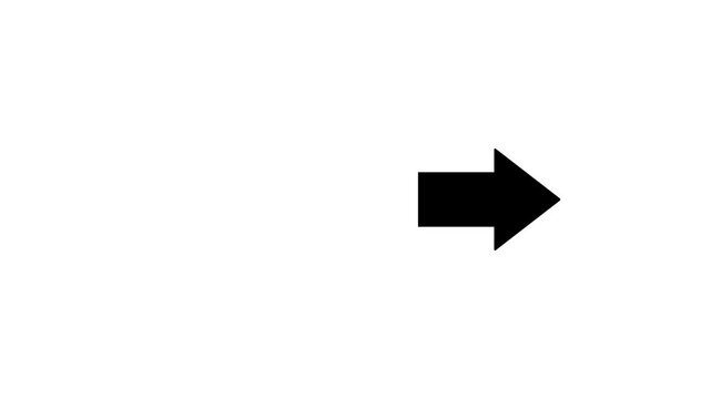 Arrow icon animation on black background. Motion graphics of road arrow concept. 4k