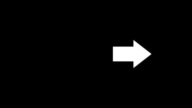 Arrow icon animation on black background. Motion graphics of road arrow concept. 4k