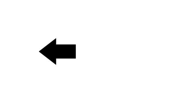Arrow icon animation on black background. Motion graphics of road arrow concept. 4k