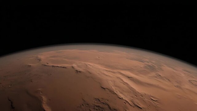 Half lit view of Mars in deep space, red planet, astronomy, planetary science, outer space, solar system, cosmic landscape, space exploration, celestial body, futuristic mission concept