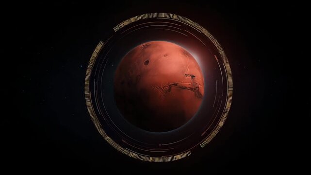 Planet Mars seen through spacecraft window in deep space, red planet exploration, astronomy, interplanetary travel, cosmic view, futuristic mission, space technology, solar system, sci fi concept