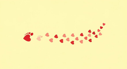 Whimsical heart trail from tiny footprints for Valentine's Day