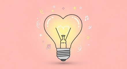 Creative heart shaped lightbulb idea illustration