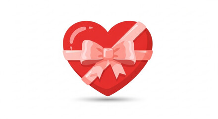 Beautiful red heart with elegant pink bow for Valentine's Day