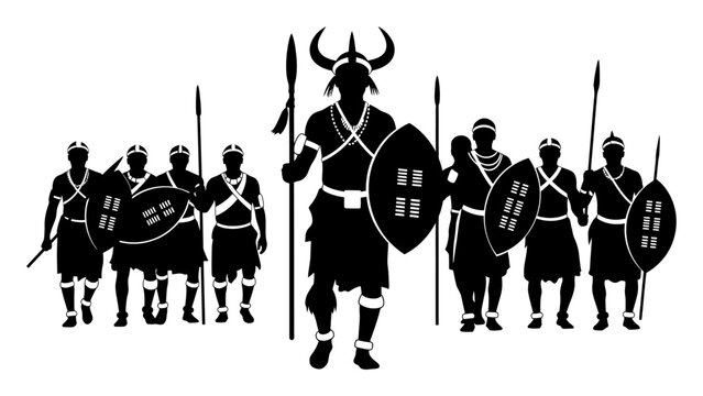 Zulu Warrior Festival - Umkhosi Silhouette Vector