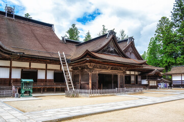 Obraz premium Exterior View of the Kongobu-ji Temple, Koyasan. This is the Headquarters of the Shingon Buddhist Sect in Japan.