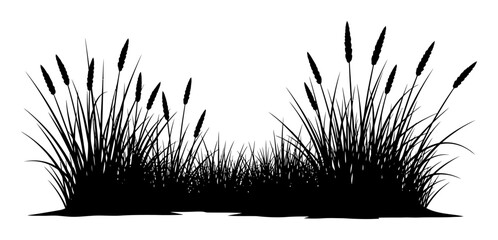 Salt Marsh Grasses Silhouette - Minimal Vector © Tharindu
