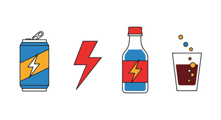 Obraz premium Energy Drink Line color vector minimal style