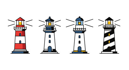 Lighthouse Line art filed color creative design