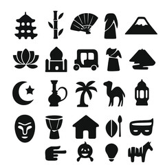 A collection of diverse black silhouettes depicting japanese culture and symbolic objects high quality professional