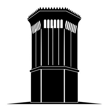 Badgir Wind Tower - Minimalist Vector Silhouette