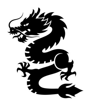Mahjong Dragon Tile - Minimalist Vector Silhouette