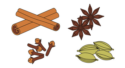 Spices Line art vector modern style © Anowara