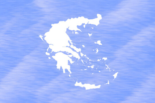 Greece map with national flag isolated on blue sky background