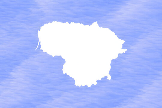 Lithuania map with national flag isolated on blue sky background
