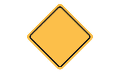 Blank yellow diamond sign with black border, isolated on white background © Tajul Islam