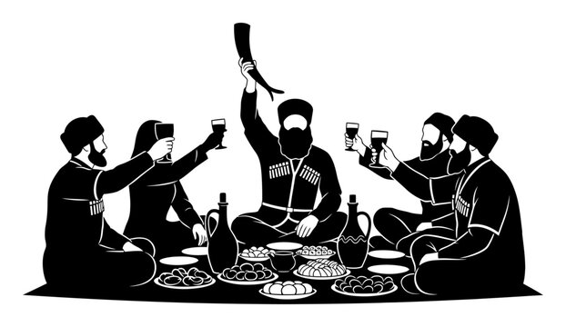 Georgian Supra Toast - Silhouette Vector