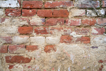 Fototapeta premium Old unplastered brick wall background texture