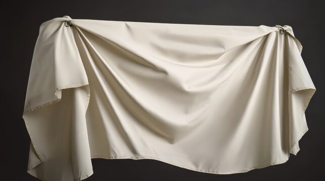 Heavy duty beige tarp secured with robust grommets showcasing its waterproof fabric texture