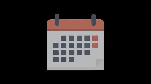 Modern digital calendar icon animation video showcasing organized date selection and efficient schedule planning, ideal for applications demonstrating time management and event tracking