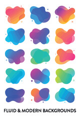Abstract colorful cloud shapes arranged in a grid pattern on a white background high quality