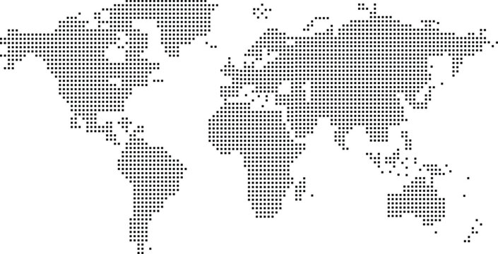 Global World Map Made of Dots, Abstract Digital Pattern Background