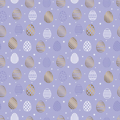Easter seamless pattern with golden eggs. Background in modern style. Vector illustration