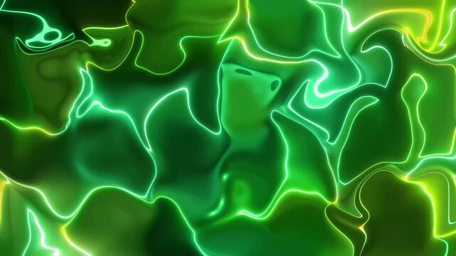 Abstract Green Neon Light Patterns Background.