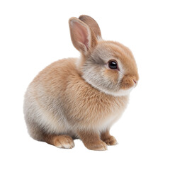 Obraz premium A Small Fluffy Rabbit Sits on a White Background