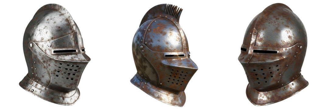  set of the old armet helmet  European armet PNG medieval armet helmet knight helmet PNG/..