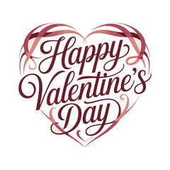 Happy valentines day greeting with pink heart and cursive text