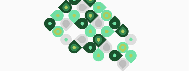 Abstract pattern features repeating rounded squares. Green, gray, pale hues create simple visual texture. Minimalist design, clean aesthetic.
