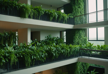 Fototapeta premium Multi-Story Atrium with Hanging Indoor Gardens
