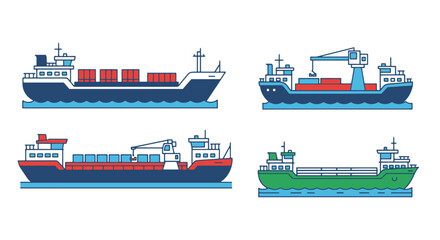 Fototapeta premium Cargo Barge Line art vector