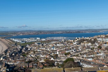 Fototapeta premium View from Portland Heights of Fortuneswell looking towards Weymouth harbour