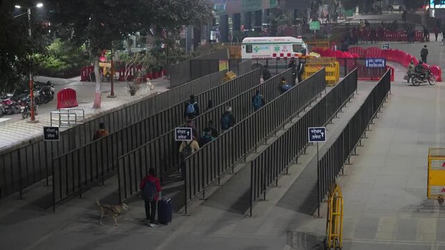 Anand Vihar Railway Station with Passengers in Delhi