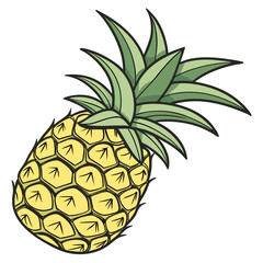 Obraz premium A colorful cartoon of a whole pineapple Vector