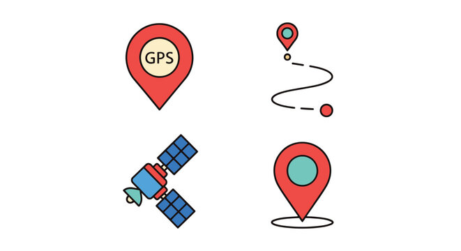 GPS Line art vector color minimal style