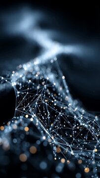 Complex network structure with interconnected nodes and lines.