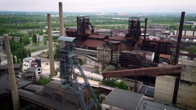 Apocalyptic Abandoned Socialist Heavy Industry. Steel Coal Factory. Dolni Vitkovice. Czechoslovakia