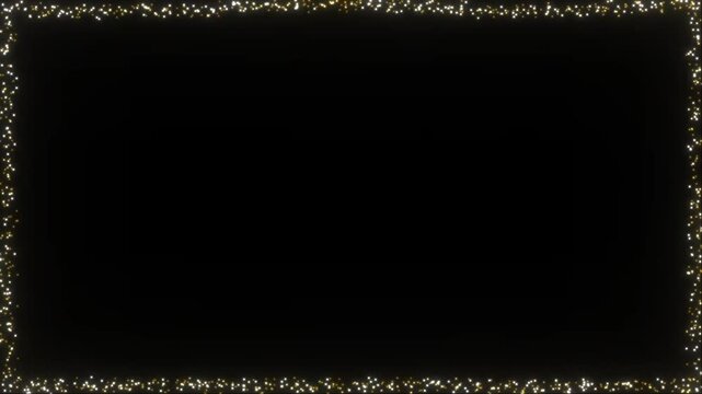 Frame of lights Golden Dust Particles Floating on Black Background Overlay particles, dust