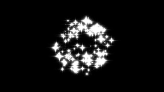 Twinkle light stars blink looping animation, Loopable Beautiful stars twinkling at night.Twinkle star glitter sparkle, twinkling cartoon stars and glitter FX, flat smoke bursts, 4k black background