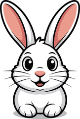 Obraz premium A cute and happy cartoon rabbit sitting with big ears and a playful expression