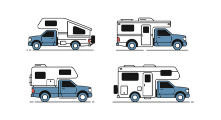 Pickup Camper Line colorful digital illustration © Sumi Khanom