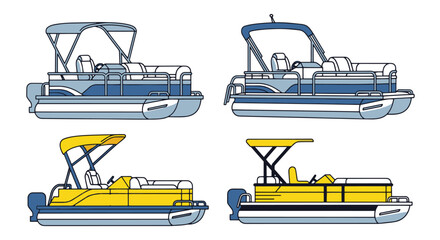 Pontoon Boat Line art colorful © Sumi Khanom