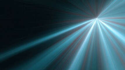 Dynamic teal light rays radiating forward