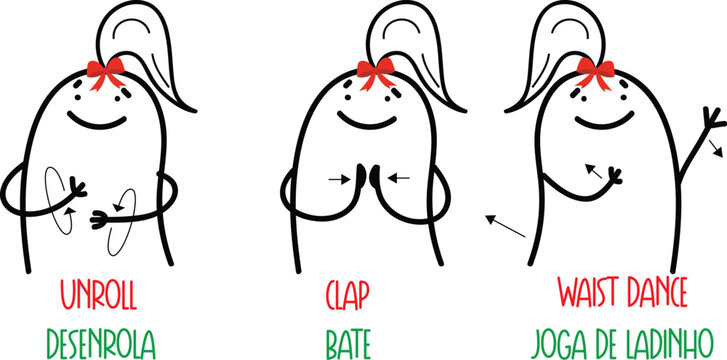 Brazilian carnival dance choreography in three steps: roll, clap and side move