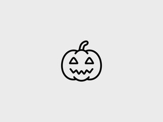 Obraz premium Jack-o-lantern face in minimalist style with simple black line art on white background for halloween design